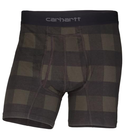 Carhartt Herren 12,7 cm Schrittlänge, Basic Baumwoll-Poly-Boxershorts, 2er-Pack Retroshorts, Hubbard Plaid, 4X-Large von Carhartt