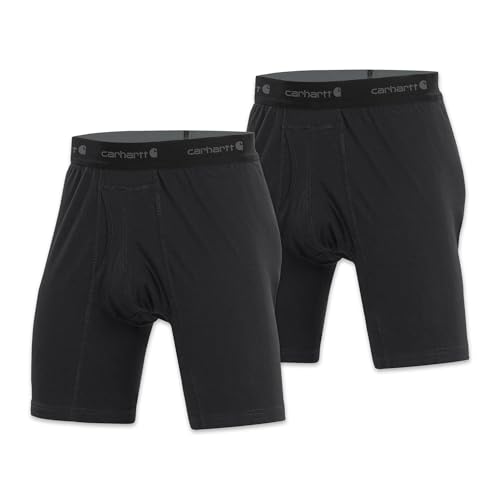 Carhartt Herren Cotton Blend 8" 2 Pack Boxer Brief Retroshorts, Schwarz, Medium von Carhartt