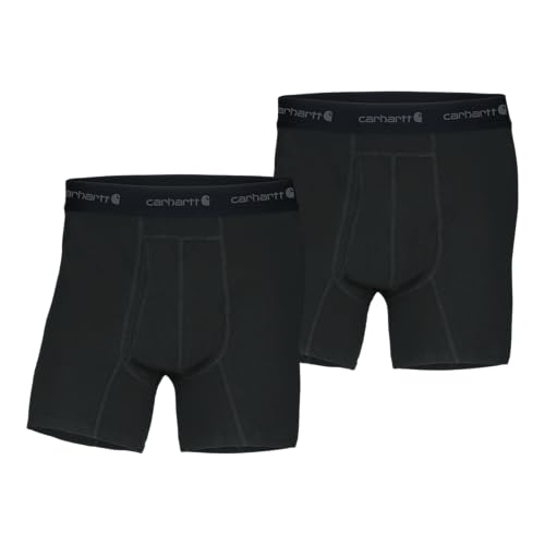 Carhartt Herren 12,7 cm Schrittlänge, Basic Baumwoll-Poly-Boxershorts, 2er-Pack Retroshorts, schwarz, Medium von Carhartt