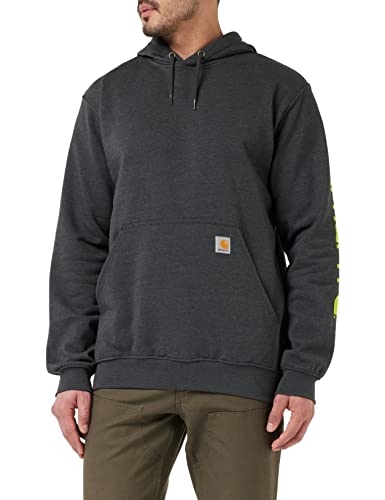 Carhartt Herren Sleeve Logo Hooded Sweatshirt Kapuzenpullover, Anthrazit Meliert, L von Carhartt