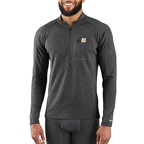 Carhartt Herren Base Force Heavyweight Polyester-Wool Quarter-Zip Unterhemd, Schwarz/Erika, Groß von Carhartt