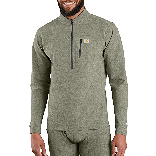 Carhartt Herren Base Force Heavyweight Quarter-Zip Unterhemd, Deep Burnt Olive Heather, Medium von Carhartt