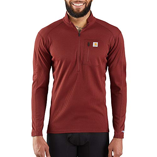 Carhartt Herren Base Force Midweight Tech Quarter-Zip Baselayer-Shirt, Gebrannter Ziegel, Mittel von Carhartt