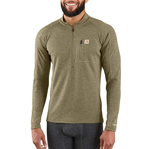 Carhartt Herren Base Force Schweres Polyester-Wolle, Viertelreißverschluss Baselayer-Shirt, Burnt Olive Heather, XXL von Carhartt