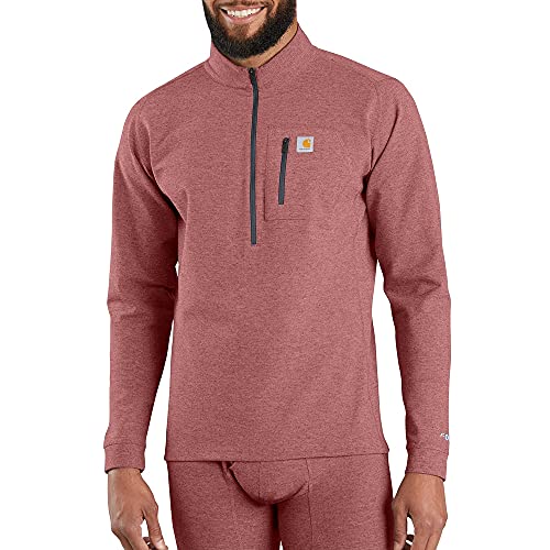 Carhartt Herren Force® Heavyweight Base Layer Quarter-Zip Baselayer-Shirt, Fired Brick Heather, 3X-Groß von Carhartt
