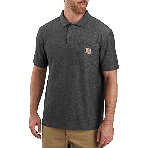 Carhartt Herren Bauunternehmer Work Pocket Polo Original Fit Arbeits-T-Shirt, Anthrazit meliert, Mittel von Carhartt