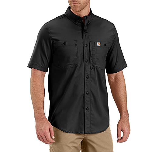 Carhartt Herren Big & Tall Rugged Professionelles Kurzarm Button-Down-Arbeitshemd, schwarz, XL Groß von Carhartt