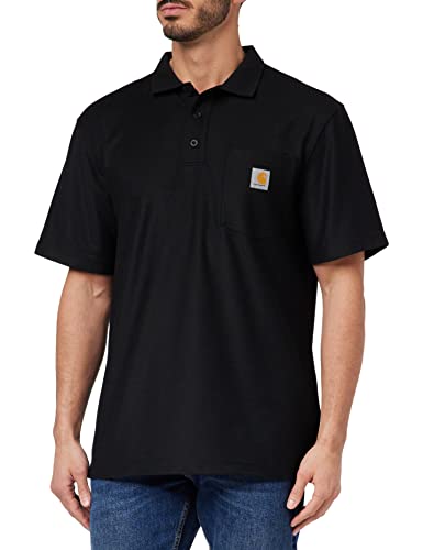 Carhartt, Herren, Weites, mittelschweres, kurzärmliges Polohemd mit Tasche, Schwarz, XXL von Carhartt