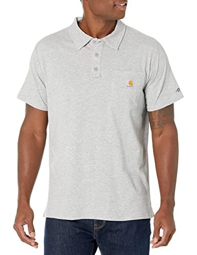 Carhartt Herren Force® Relaxed Fit, mittelschweres, kurzärmliges Pocket Polohemd, Grau meliert, S von Carhartt