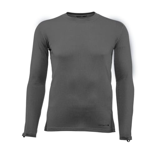 Carhartt Herren Force Lightweight Stretch Grid Base Layer Crewneck Top Tall Baselayer-Shirt, Asphalt, Large Hoch von Carhartt