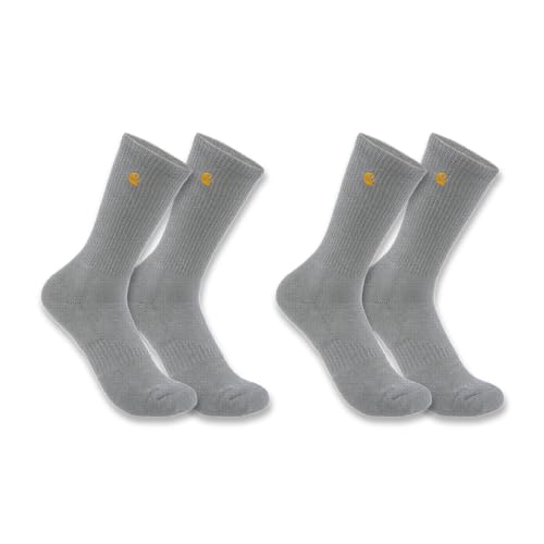 Carhartt Herren Force Midweight Crew-Socken, 2er-Pack Arbeitssocken, Meliert, grau, Medium von Carhartt