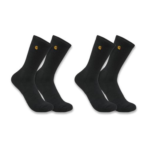 Carhartt Herren Force Midweight Crew-Socken, 2er-Pack Arbeitssocken, Schwarz, Medium von Carhartt