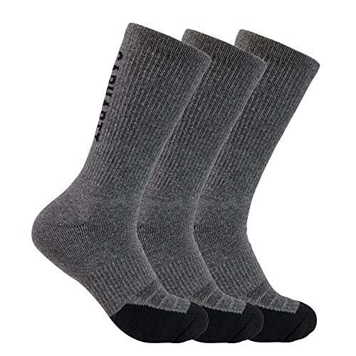 Carhartt Herren Force Midweight Logo, 3er-Pack Socken, Anthrazit meliert, Large von Carhartt