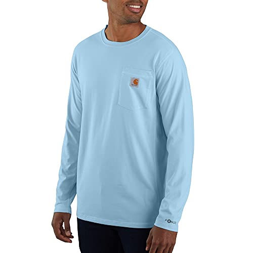 Carhartt Herren Force Relaxed Fit Midweight Langarm-T-Shirt mit Tasche, Powder Blue, XX-Large von Carhartt