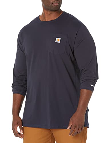 Carhartt Herren Force Relaxed Fit Midweight Long-Sleeve Pocket Arbeits-T-Shirt, Navyr Gr. S von Carhartt