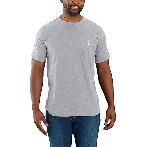 Carhartt Herren Force® Relaxed Fit, mittelschweres, kurzärmliges Pocket T-Shirt, Grau meliert, L von Carhartt