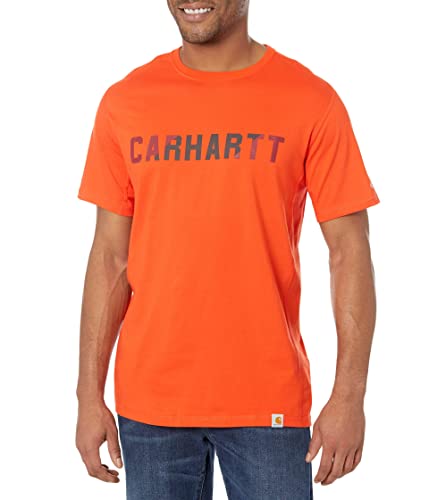 Carhartt Herren Force Relaxed Fit Midweight Short-Sleeve Block Logo Graphic T-Shirt, Farbe: Cherry Tomato, Größe: M von Carhartt