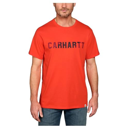 Carhartt Herren Force Relaxed Fit Midweight Short-Sleeve Block Logo Graphic T-Shirt, Farbe: Cherry Tomato, Größe: M von Carhartt