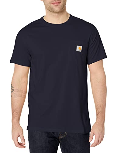 Carhartt Herren Force Relaxed Fit Midweight Short-Sleeve Pocket Arbeits-T-Shirt, Navy Gr. L von Carhartt