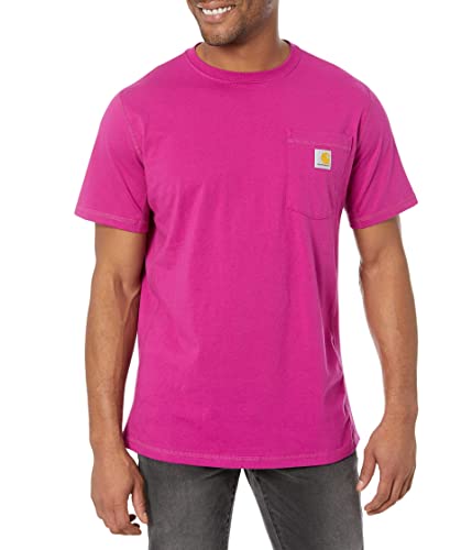 Carhartt Herren Force Relaxed Fit Midweight Short Sleeve Pocket T-Shirt, Magenta Achat, Mittel von Carhartt