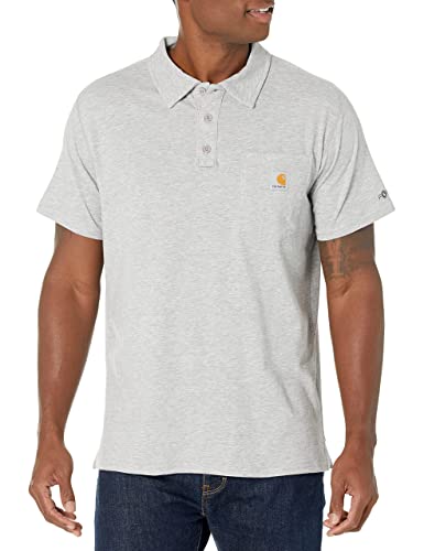 Carhartt Herren Force® Relaxed Fit, mittelschweres, kurzärmliges Pocket Polohemd , Grau meliert, L von Carhartt