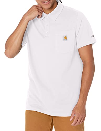 Carhartt Herren Force Relaxed Fit Mittelschweres, kurzärmeliges Poloshirt mit Tasche Arbeits-T-Shirt, Weiß, XX-Large von Carhartt