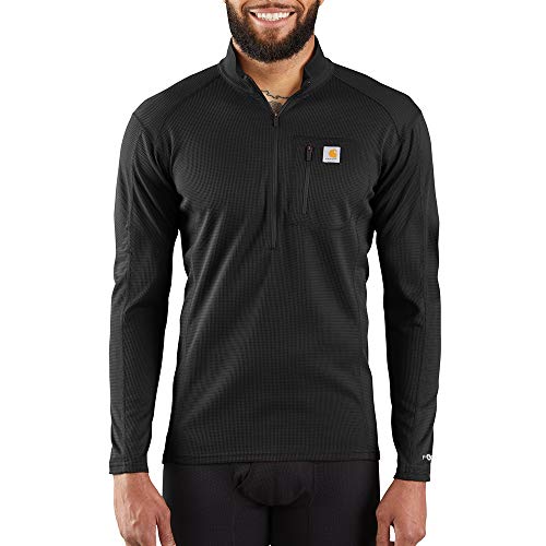 Carhartt Herren Base Force Midweight Tech Quarter-Zip Baselayer-Shirt, Schwarz, 3X-Groß von Carhartt