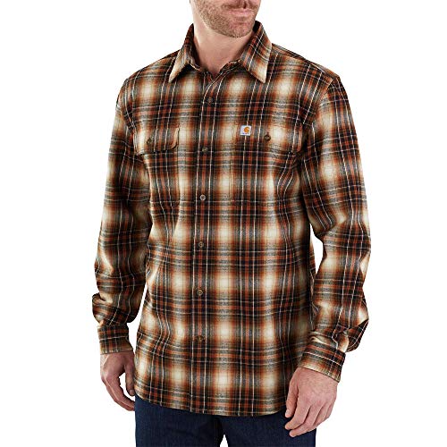 Carhartt Herren Hubbard Plaid Flannel Shirt Button-Down-Arbeitshemd, Mammutbaum, L von Carhartt