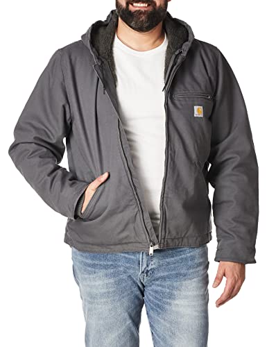 Carhartt Herren Jacke mit lockerer Passform, gewaschene Ente, Sherpa-Futter, Kiesfarben, XXL Groß Hoch von Carhartt
