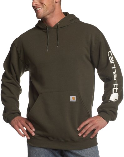 Carhartt Herren Midweight Sleeve Logo Hooded Sweatshirt Kapuzenpullover, Charcoal Heather, Large Hoch von Carhartt