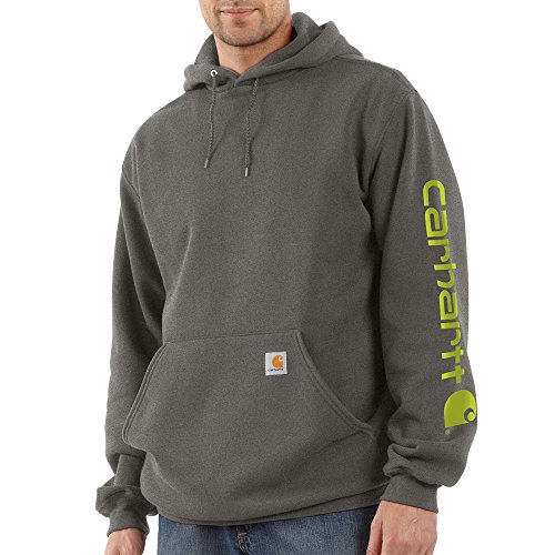 Carhartt Herren Midweight Sleeve Logo Hooded Sweatshirt Kapuzenpullover, Charcoal Heather, XXL Tall von Carhartt