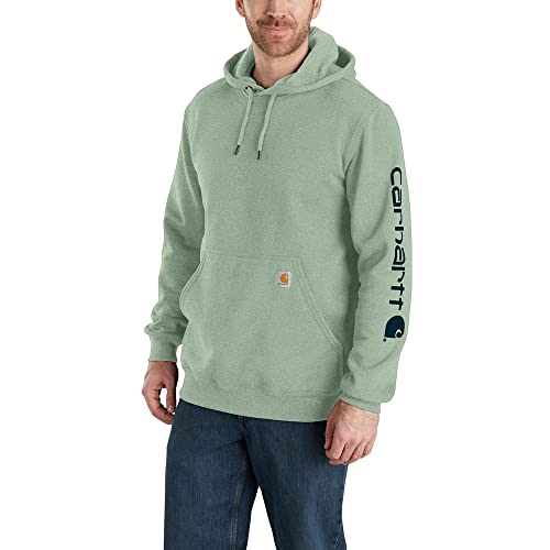 Carhartt Mens Loose Fit Midweight Logo Sleeve Graphic Hooded Sweatshirt, Farbe: Jade Heather, Größe: S von Carhartt