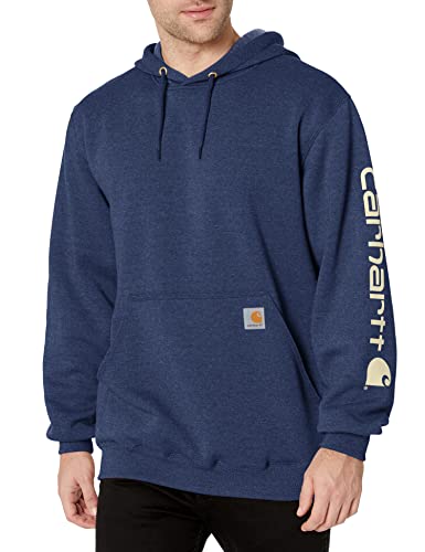 Carhartt Herren Loose Fit Midweight Logo Sleeve Graphic Sweatshirt Kapuzenpullover, Scout Blue Heather, S von Carhartt