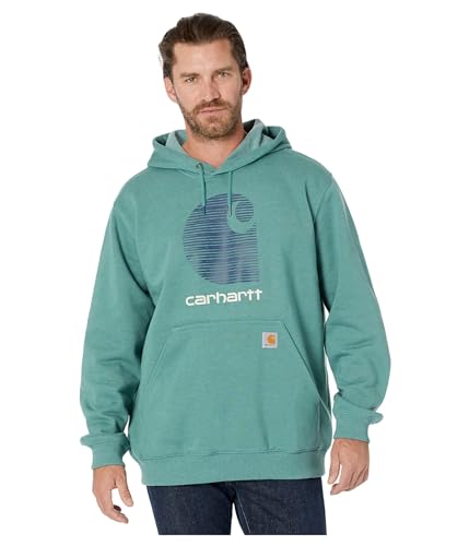 Carhartt Herren Kapuzenpullover Rain Defender C Logo Sweat, Farbe: Slate Green Heather, Größe: XXL von Carhartt