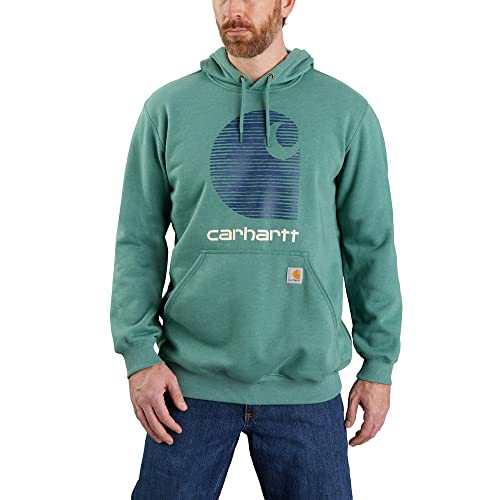 Carhartt Herren Kapuzenpullover Rain Defender C Logo Sweat, Farbe: Slate Green Heather, Größe: L von Carhartt