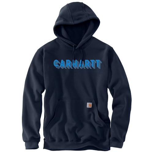 Carhartt Rain Defender Mittelschweres Sweatshirt mit lockerer Passform und Logo-Grafik für Herren Blau L von Carhartt