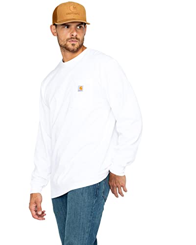 Carhartt Herren Langärmliges Hemd mit Taschen und lockerer Passform T-Shirt, Weiss/opulenter Garten, Mittel von Carhartt