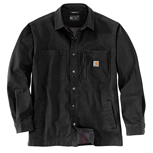 Carhartt Rugged Flex Relaxed Fit Canvas Fleece-lined Snap-front Shirt Jac, Schwarz, Klein von Carhartt