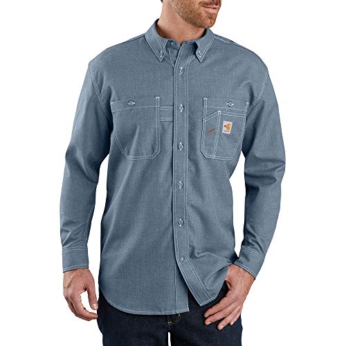 Carhartt Herren Langarmhemd Passform, schwer entflammbar Flammenresistentes leichtes Langarmshirt Force, Stahlblau, XL von Carhartt
