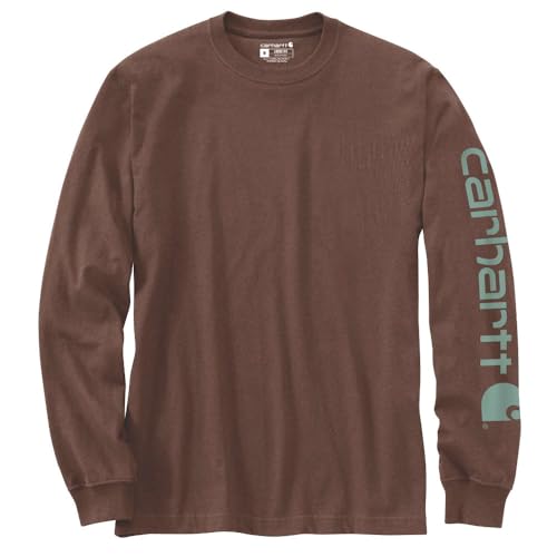 Carhartt Herren Langarmshirt Relaxed Fit Heavyweight Long-Sleeve Logo Sleeve Graphic, Farbe:Mocha Heather, Größe:L von Carhartt