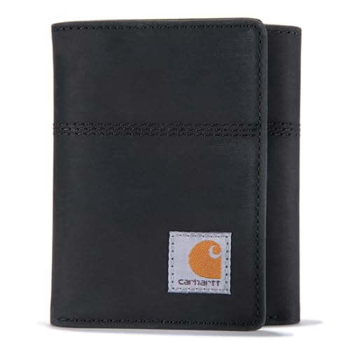 Carhartt Herren Casual Saddle Leder Geldbörsen, erhältlich in Mehreren Stilen und Farben Tasche, Schwarz (Trifold), Einheitsgröße von Carhartt