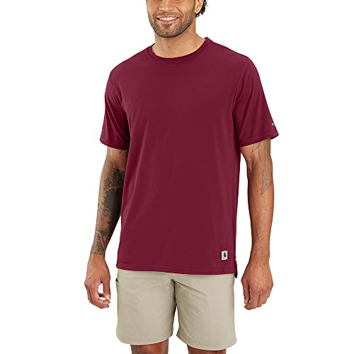 Carhartt Herren Lightweight Durable Relaxed Fit Short-Sleeve T-Shirt, Farbe: Bordeaux, Größe: L von Carhartt