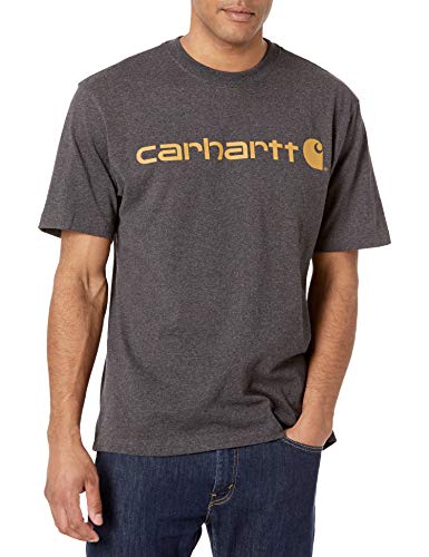 Carhartt Herren Lockere Passform, schweres Kurzarm Logo-Grafik T-Shirt, Anthrazit meliert, Groß von Carhartt