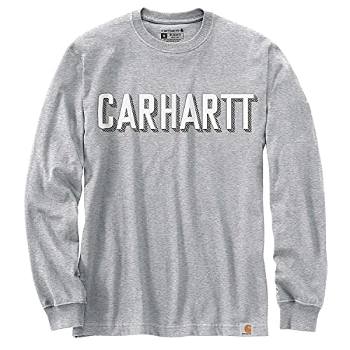 Carhartt Herren Long-Sleeve Block Logo Graphic T-Shirt, Heather Grey, L von Carhartt