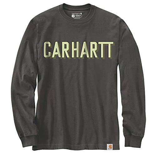 Carhartt Herren Long-Sleeve Block Logo Graphic T-Shirt, Peat, S von Carhartt