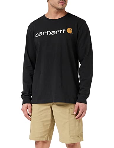 Carhartt, Herren, Lockeres, schweres, langärmliges T-Shirt mit Logo-Grafik, Schwarz, XXL von Carhartt