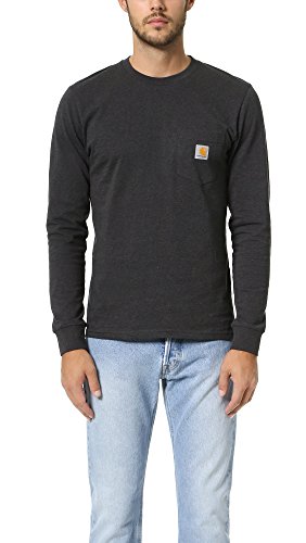 Carhartt Herren Loose Fit, schweres, langärmliges Pocket T-Shirt mit Tasche, Schwarz, L von Carhartt