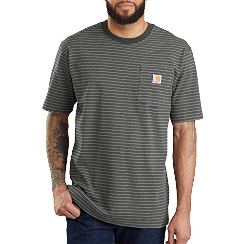 Carhartt Herren Loose Fit Heavy Weight Short Sleeve Pocket T-shirt (Groß & Groß) T-Shirt, Torfstreifen, 5X-Groß von Carhartt