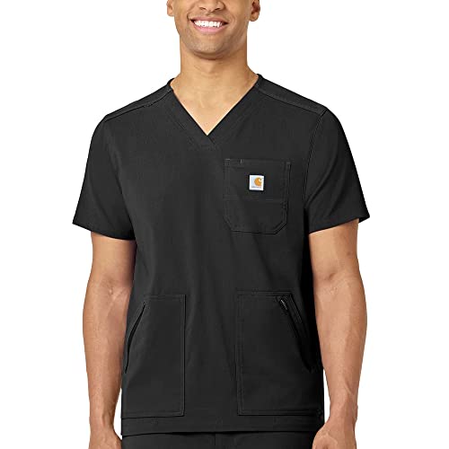 Carhartt Herren Medical Modern Fit 5-Pocket V-Neck Scrub Top Medizinisches Schlupfhemd, schwarz, 3X-Groß von Carhartt