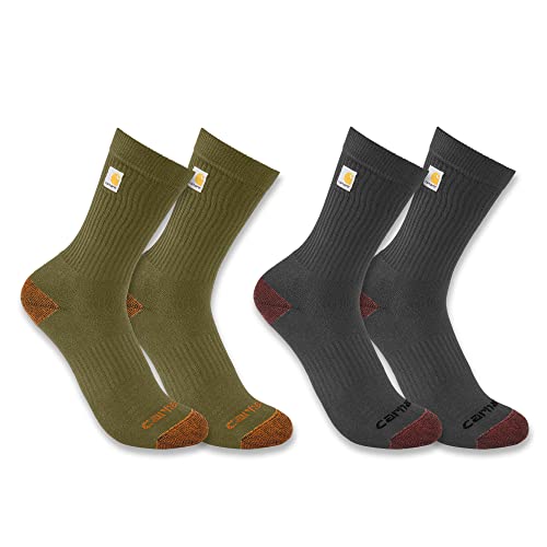 Carhartt Herren Midweight Logo Crew 2 Pack Socken, Verschiedene 3 Stück, X-Large von Carhartt